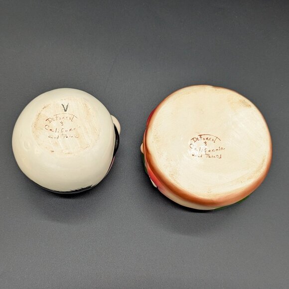 Vintage Two DeForest Condiment Jars Relish And Mustard Small Chip Crazing - Picture 6 of 13